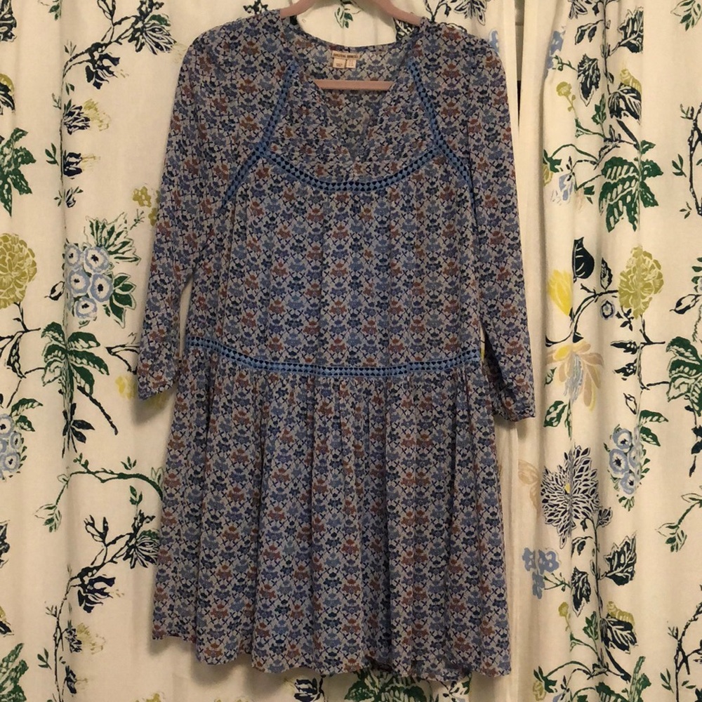 Anthropologie blue printed tunic dress